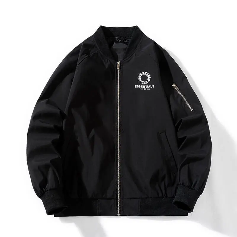 Zip Up Fear Of God Essentials Black Puffer Jacket