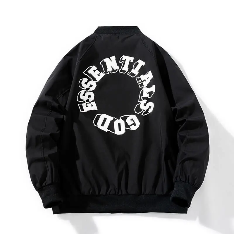 Zip Up Fear Of God Essentials Black Puffer Jacket