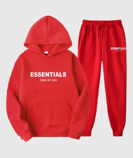 Essentials Fear of God Red Tracksuit