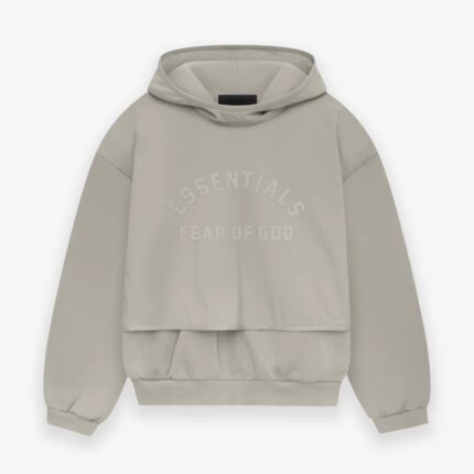 Essentials-Nylon-Fleece Hooded-Sweater-Grey