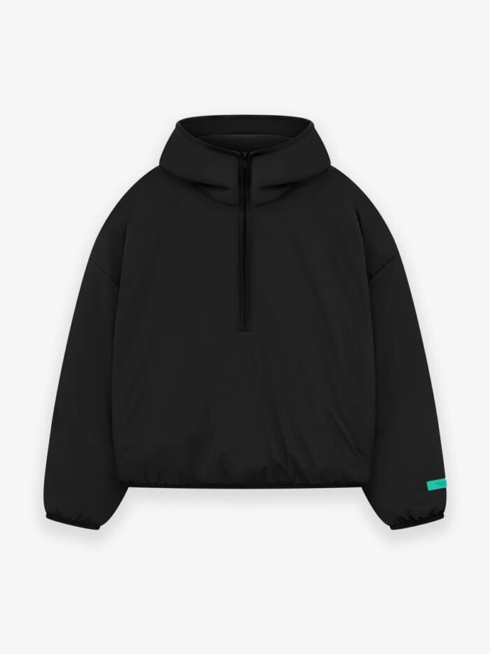 Essentials-Nylon-Filled Half-zip-Hoodie-Black