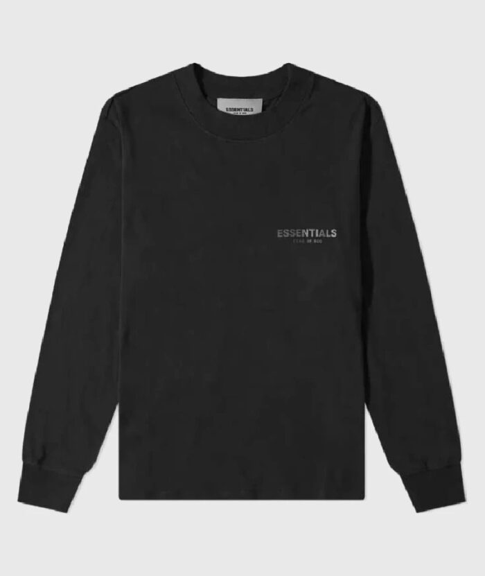 Essentials-Long-Sleeve-Polo-Sweatshirt-Black